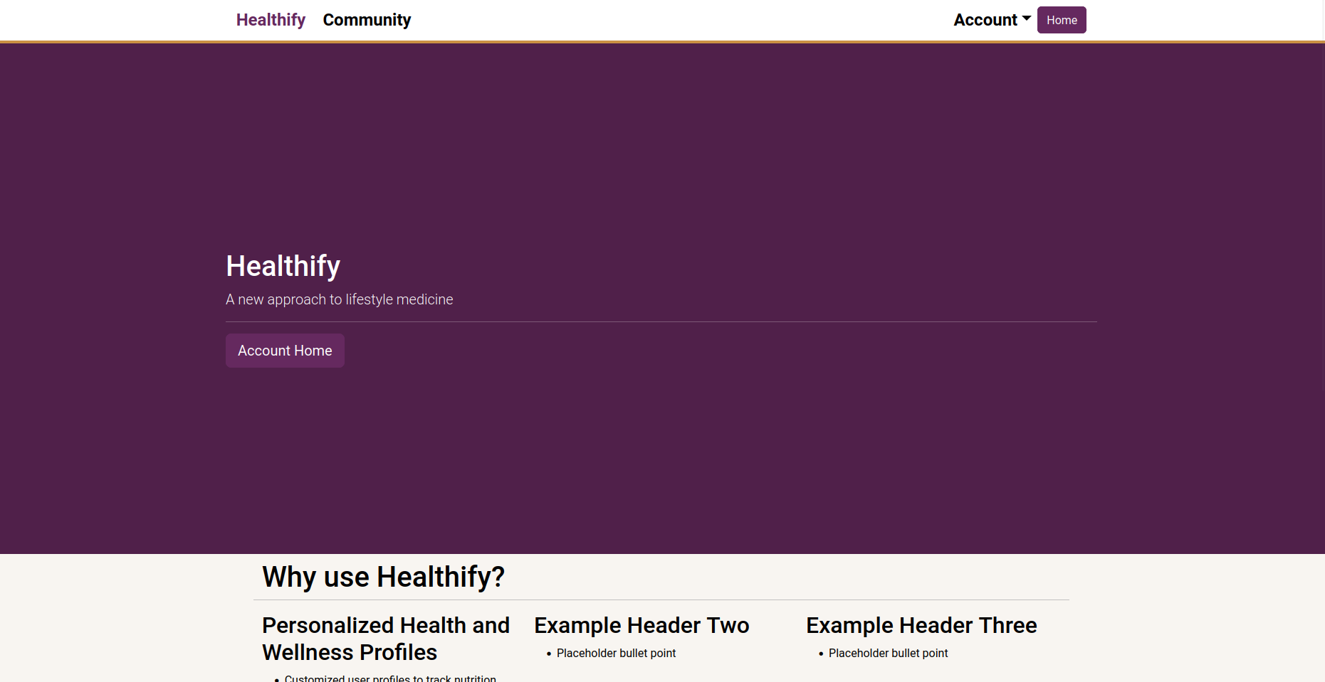 A screenshot of the healthify homepage.